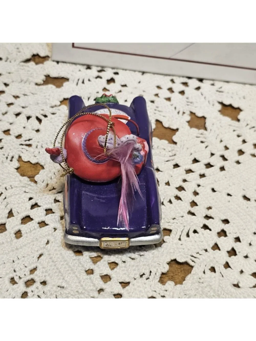 2008 Red Hat Society Christmas Ornament by Danbury Purple Convertible Car W/box